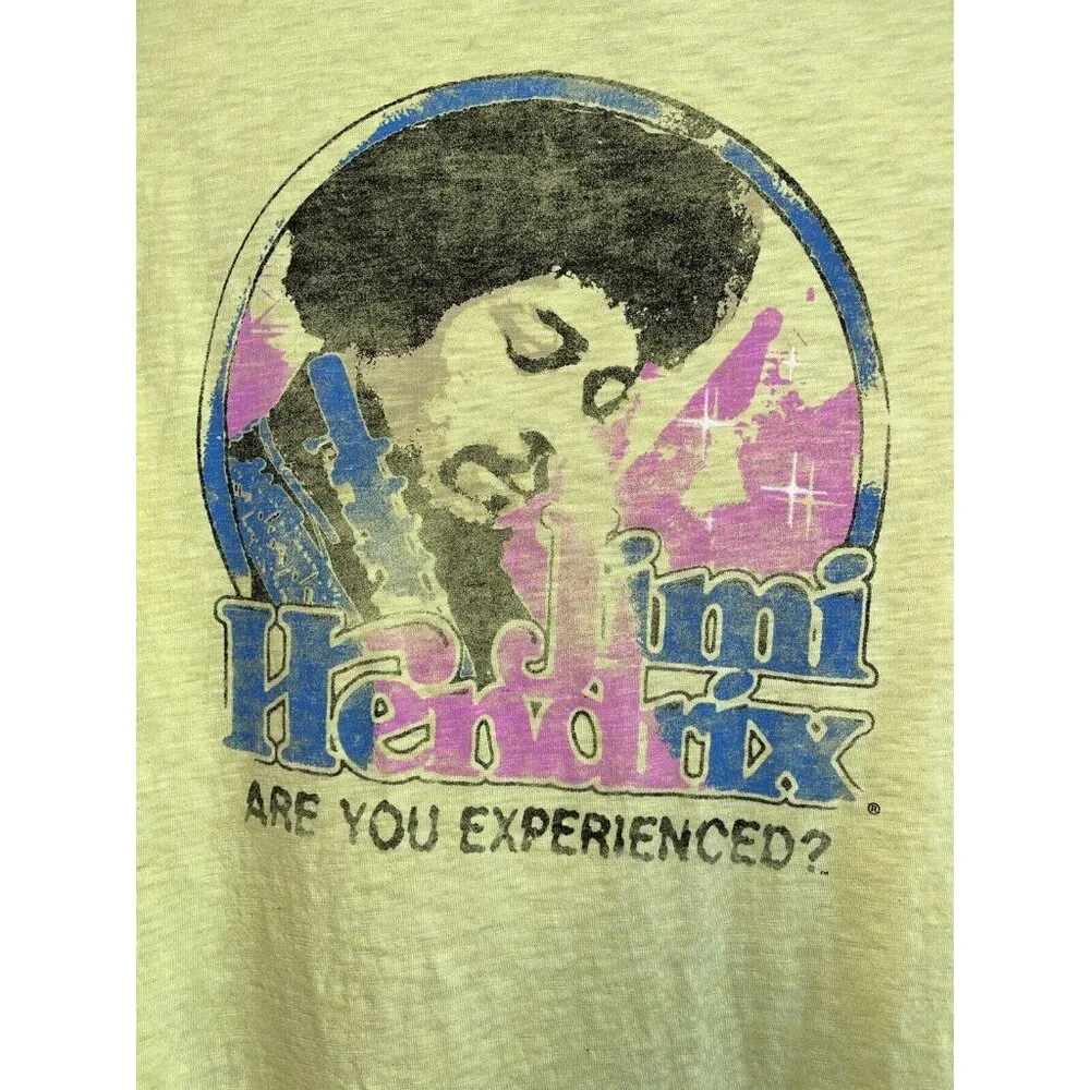 Yellow Jimi Hendrix Are You Experienced Intentionally Distressed M Tee T Shirt - Picture 1 of 4